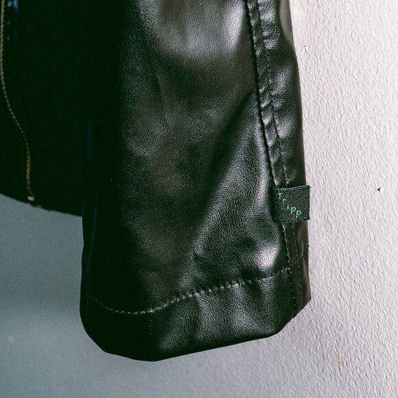 Vintage Late 90s/Y2K Tripp NYC Black Vegan Faux Leather Zip-Front Dress – XXL - Picture 7 of 8